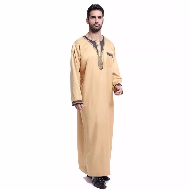Men's Loose Fit Embroidered Ethnic Kurta Long Shirt - Image 5