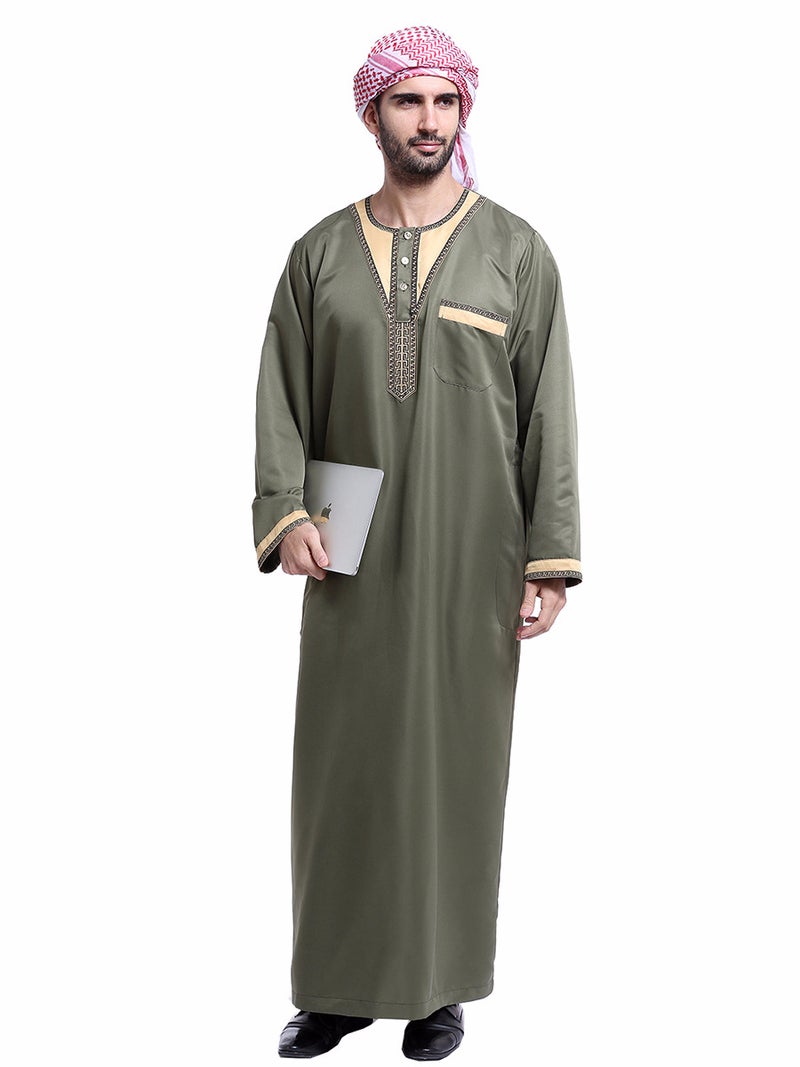 Men's Loose Fit Embroidered Ethnic Kurta Long Shirt - Image 1