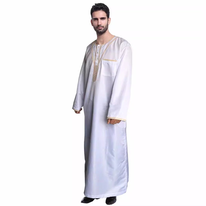 Men's Loose Fit Embroidered Ethnic Kurta Long Shirt - Image 3