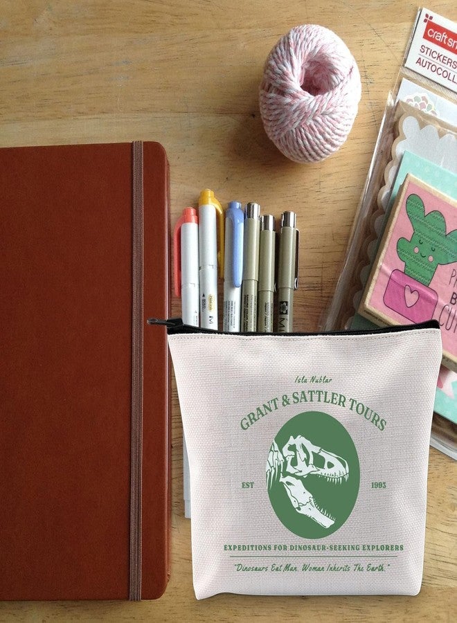BLUPARK Grant & Sattler Tours Dinosaur Zipper Pouch Movie Lover Gift Dinosaur Movie Inspired Gift Jurassic series Merch (Grant and Sattler) - Image 5