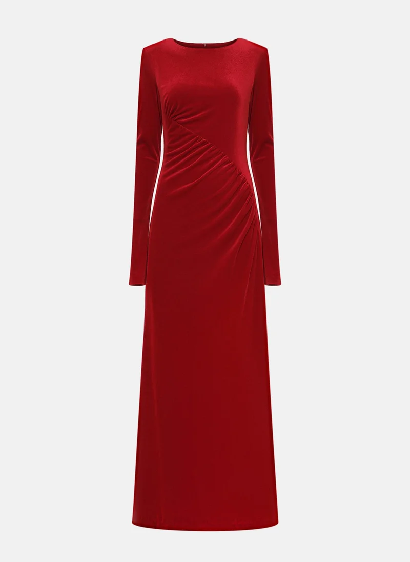 ليتشي فستان ماكسي بأكمام طويلة مع تكتلات في الأمام