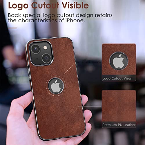LOHASIC for iPhone 14 Plus Case Leather – Soft Classic Designer Cover with Logo Cutout, Slim Aesthetic Minimalist i Phone 14 Plus Case, Thin Elegant Cover para iPhone 14 Plus for Men Women - Brown - Image 4