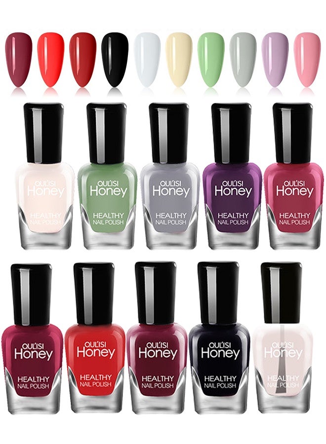 OULISI 10 Bottles Easy Peel Off Nail Polish Set, Non-Toxic Water Based Quick Dry Nail Polish Set Organic And All-Natural Nail Polish, Non Toxic Nail Polish Set, Easy Peel Off Fast Dry Nail Polish Set For Women And Girls - Image 1