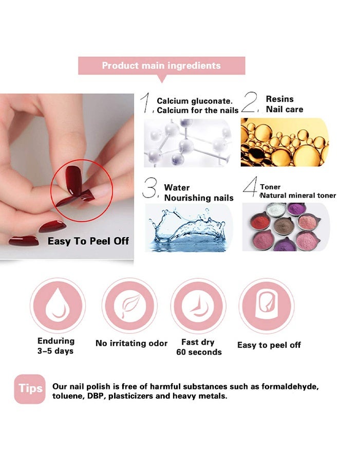 OULISI 10 Bottles Easy Peel Off Nail Polish Set, Non-Toxic Water Based Quick Dry Nail Polish Set Organic And All-Natural Nail Polish, Non Toxic Nail Polish Set, Easy Peel Off Fast Dry Nail Polish Set For Women And Girls - Image 4