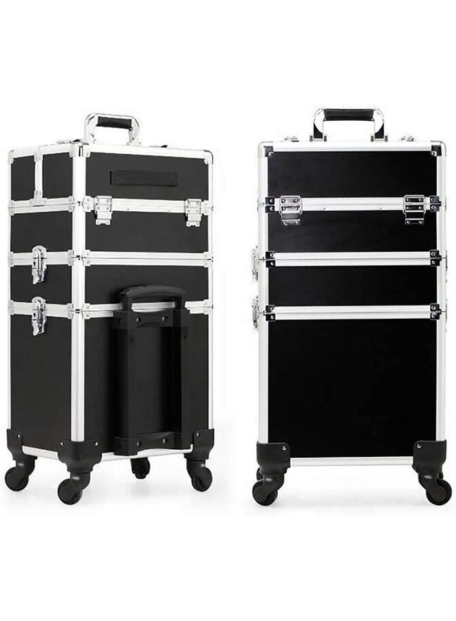 Professional Makeup Case, Rolling Makeup Trolley Case, Large Makeup Train Case, Portable Traveling Cosmetic Case, Lockable Jewelry Travel Cosmetic - Image 2