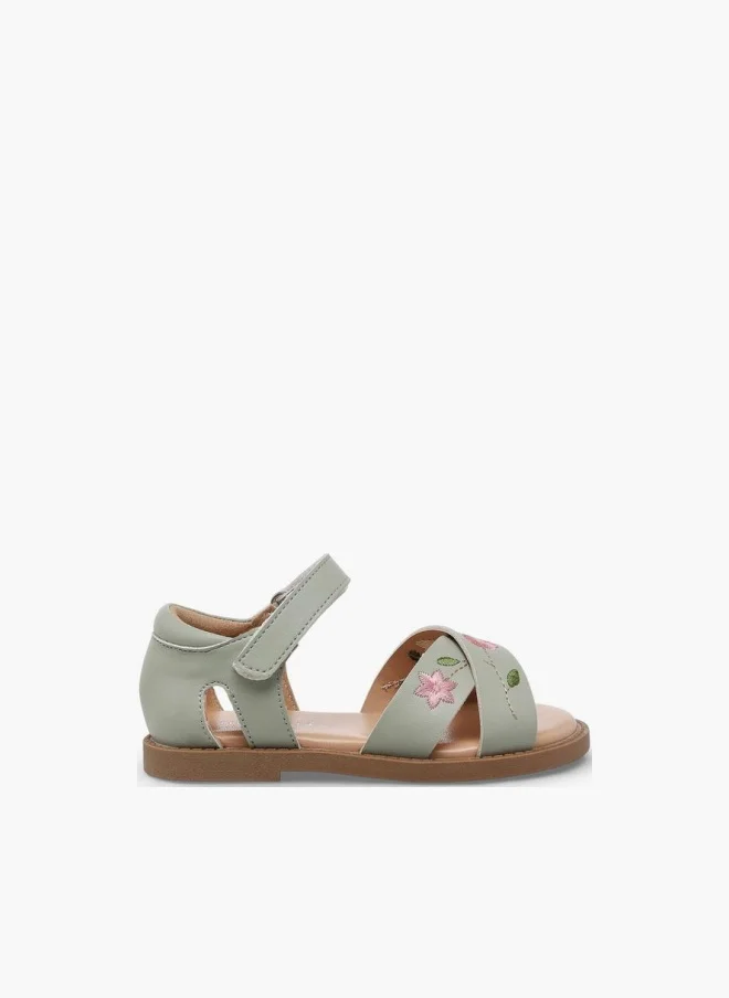 Flora Bella By Shoexpress Girls Floral Embroidered Cross Strap Sandals