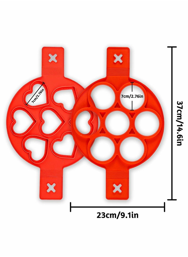 KASTWAVE - Pancake Mold Maker, Silicone Non-Stick Egg Ring, Baking Round and Heart-shape Omelette Mold 2 Pack - Image 1