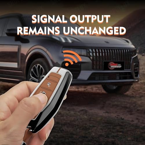 SHOPOFLUX Metal Key Cover Compatible with Mahindra XUV 500 Smart Key | Accessories (Brown Silicone) - Image 3