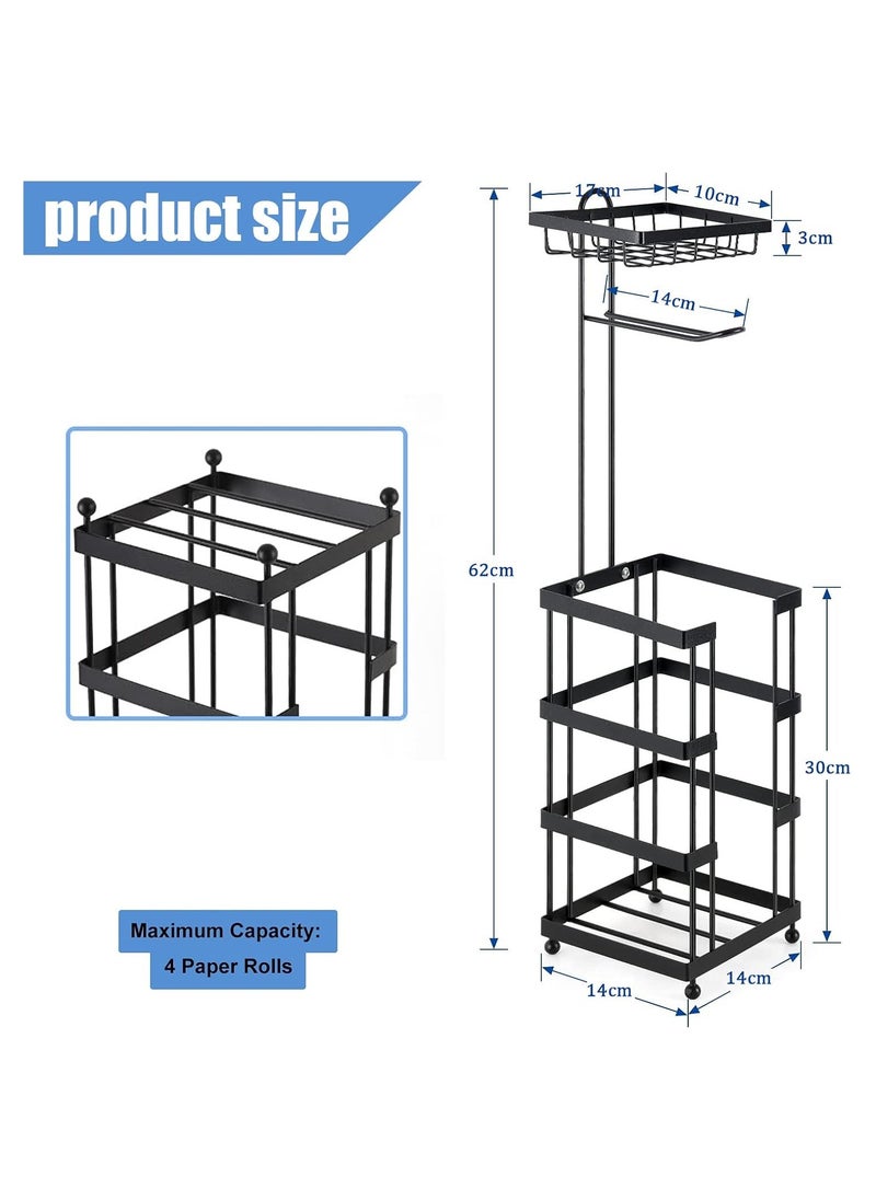 Generic - Toilet Paper Roll Holder Stand for Large Rolls with Storage Tray   Free Standing Toilet Paper Dispenser and Storage Reserve - Image 1