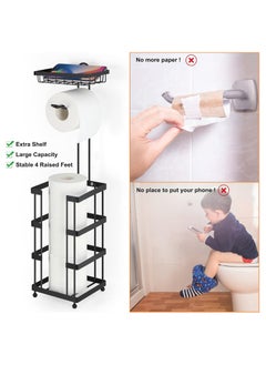 Generic Toilet Paper Roll Holder Stand for Large Rolls with Storage Tray   Free Standing Toilet Paper Dispenser and Storage Reserve  - Image 3