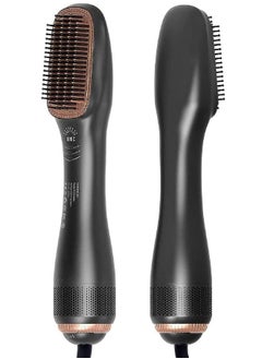 3 In 1 Hair Dryer Brush & Straightener Brush, Professional Powerful Ceramic Tourmaline Ionic Hot Air Brush, 3 Heat/2 Speed Settings One Step Hair Dryer And Styler For All Hair Types (Black)