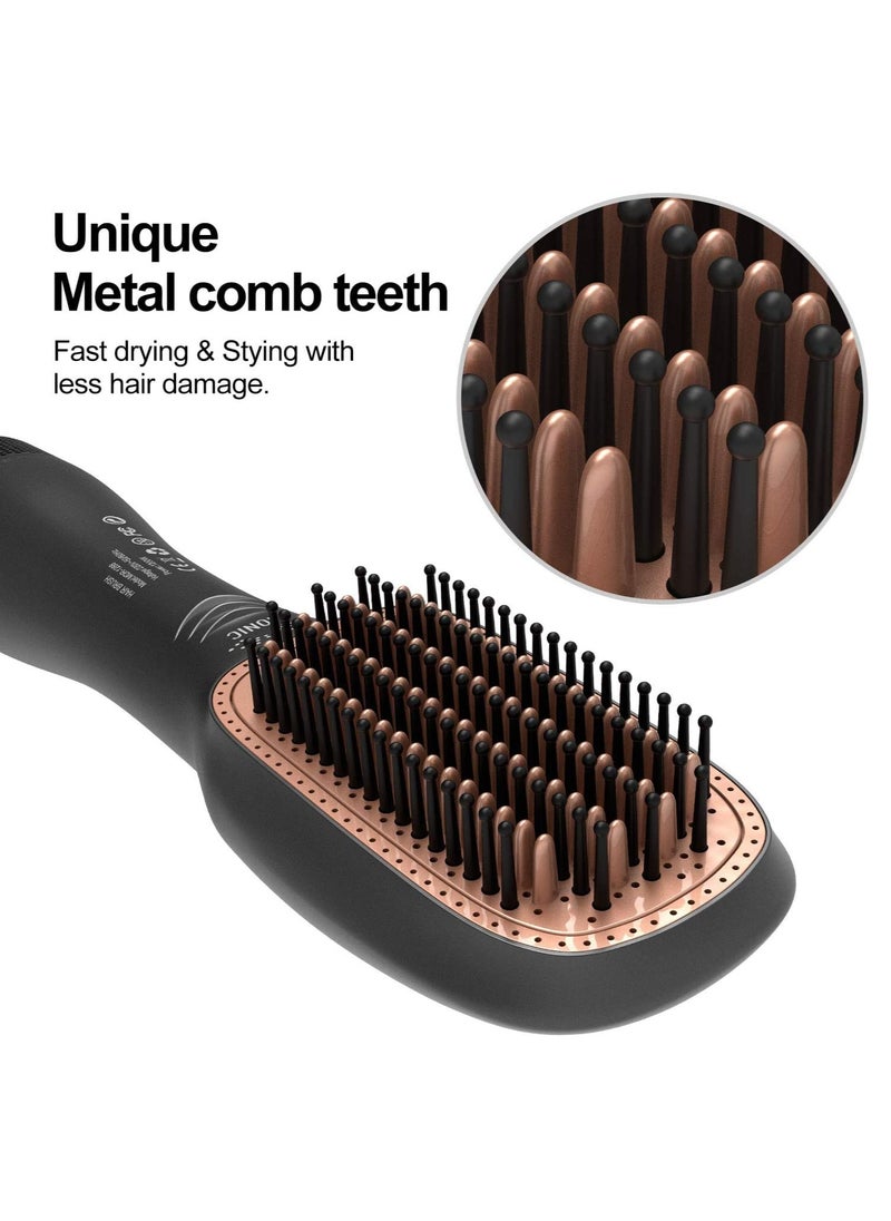 Sharpdo - 3 In 1 Hair Dryer Brush & Straightener Brush, Professional Powerful Ceramic Tourmaline Ionic Hot Air Brush, 3 Heat/2 Speed Settings One Step Hair Dryer And Styler For All Hair Types (Black) - Image 1