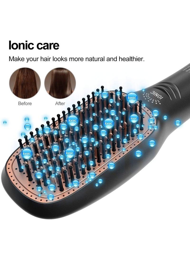 Sharpdo - 3 In 1 Hair Dryer Brush & Straightener Brush, Professional Powerful Ceramic Tourmaline Ionic Hot Air Brush, 3 Heat/2 Speed Settings One Step Hair Dryer And Styler For All Hair Types (Black) - Image 1