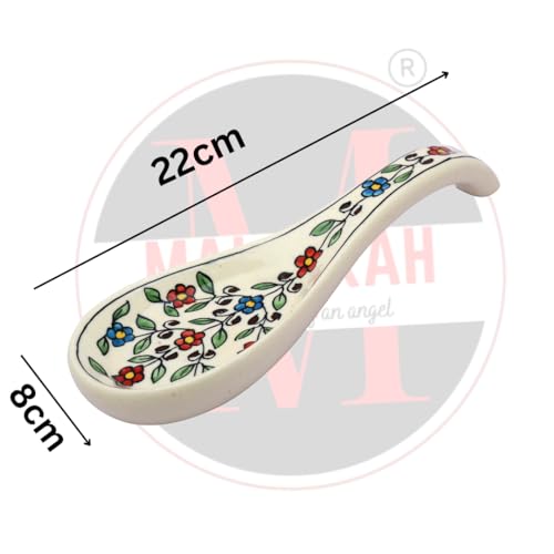 MALAIKAH Ceramic Spoon Rest – Multi-Colored Hand-Painted Floral Utensil Holders – Glazed, Heat-Resistant Spoon Tray for Stove Top, Kitchen Counter or Dining Table, Pack of 1 - Image 5