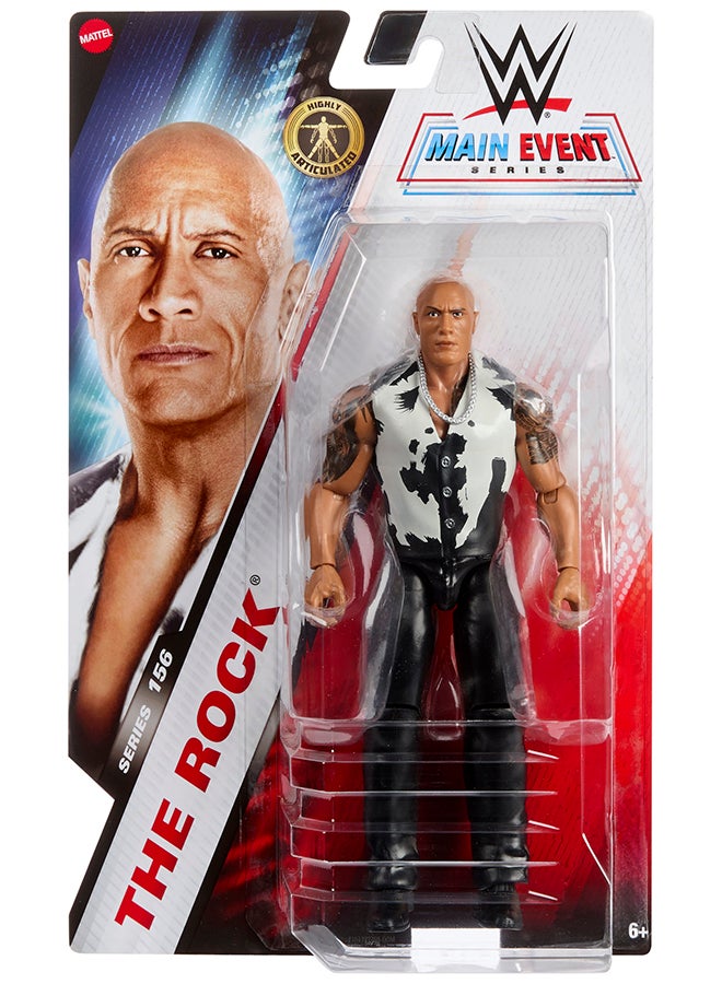 WWE Mattel WWE The Rock Action Figure, Main Event Series #156, 6-inch Collectible Superstar with 14 Articulation Points & Life-Like Look - Image 2