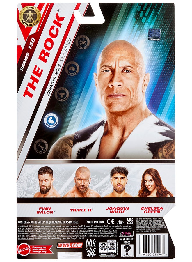 WWE Mattel WWE The Rock Action Figure, Main Event Series #156, 6-inch Collectible Superstar with 14 Articulation Points & Life-Like Look - Image 1