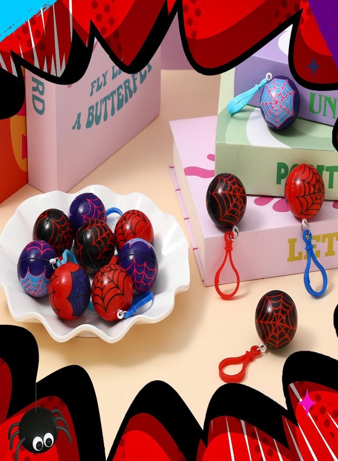 كينينج مجموعة هدايا حفلات أعياد الميلاد من كينينج، 12 قطعة على شكل عنكبوت، سلسلة مفاتيح على شكل عنكبوت، كرة ضغط إسفنجية صغيرة 1.5 بوصة، مثالية لتزيين أعياد الميلاد، وحقائب هدايا الهالوين، وحشو جوارب عيد الميلاد، وهدايا عيد الحب. - Image 4