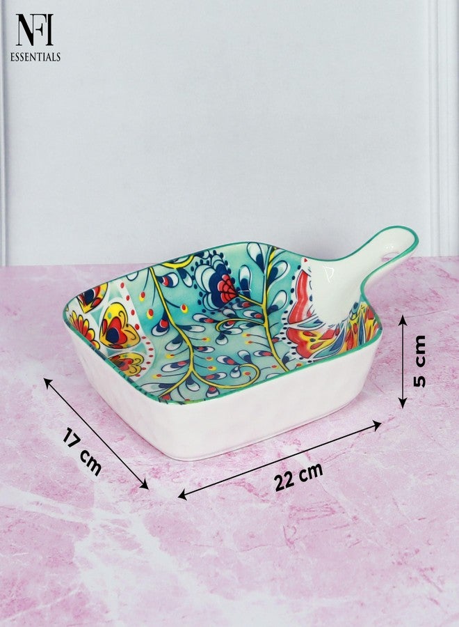 NFI essentials Ceramic Platter with Handle Serving Plate Microwave & Dishwasher Safe Ideal for Soup, Salads, Noodles & Side Dishes - Image 4