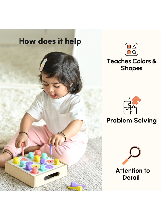 Curious Cub لوحة مطابقة الأشكال والألوان من مونتيسوري - لعبة تصنيف الأشكال للأطفال - لغز الأشكال الهندسية التعليمية - لعبة لوحة مطابقة الألوان والأشكال - تعلم حسي وتطوير الدماغ - Image 4