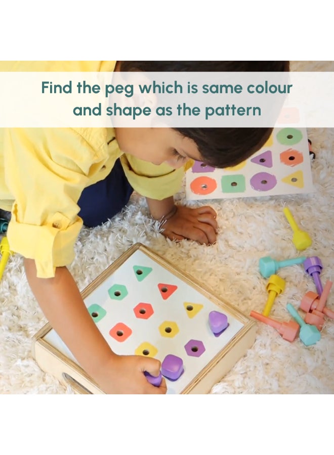 Curious Cub لوحة مطابقة الأشكال والألوان من مونتيسوري - لعبة تصنيف الأشكال للأطفال - لغز الأشكال الهندسية التعليمية - لعبة لوحة مطابقة الألوان والأشكال - تعلم حسي وتطوير الدماغ - Image 3