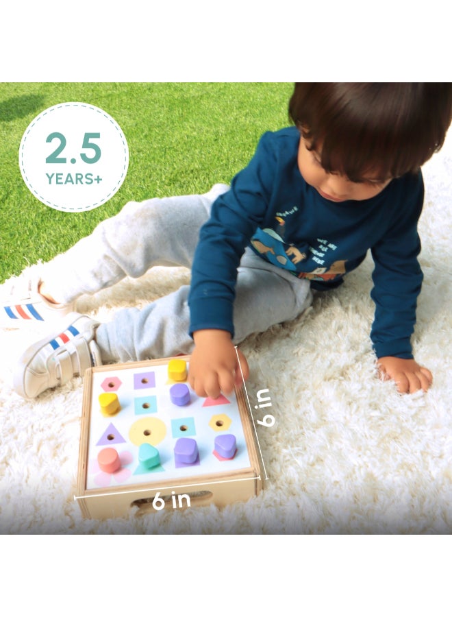 Curious Cub لوحة مطابقة الأشكال والألوان من مونتيسوري - لعبة تصنيف الأشكال للأطفال - لغز الأشكال الهندسية التعليمية - لعبة لوحة مطابقة الألوان والأشكال - تعلم حسي وتطوير الدماغ - Image 5