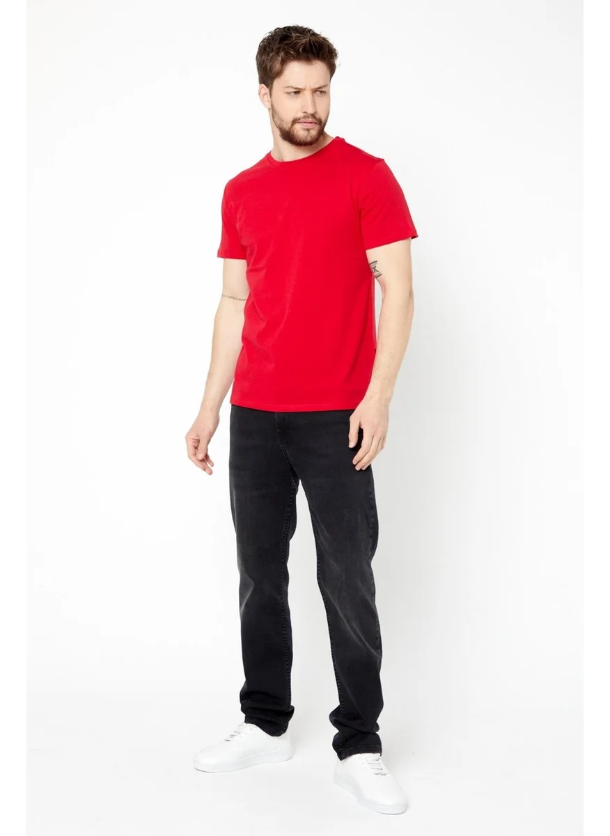 ميتاليك Men's Multicolored T-Shirt Regular Fit Relaxed Cut Crew Neck Basic T-Shirt