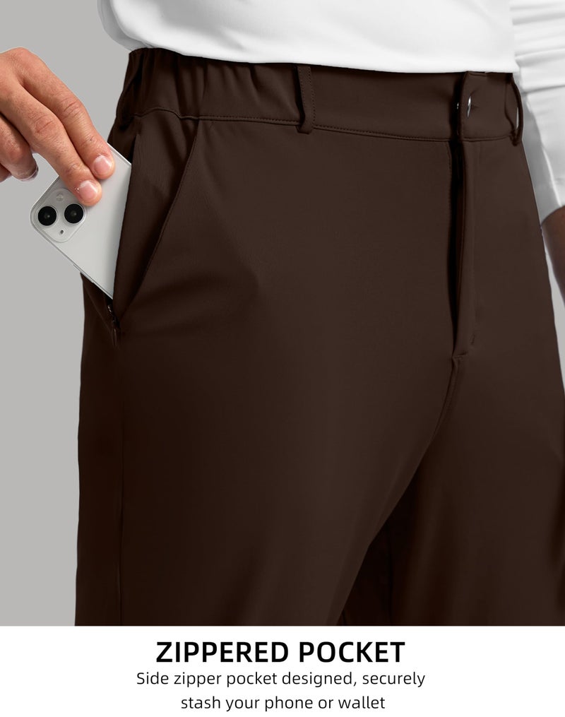 Soothfeel Men's Golf Pants with 5 Pockets Slim Fit Stretch Sweatpants Casual Travel Dress Work Pants for Men (Brown, M) - Image 4