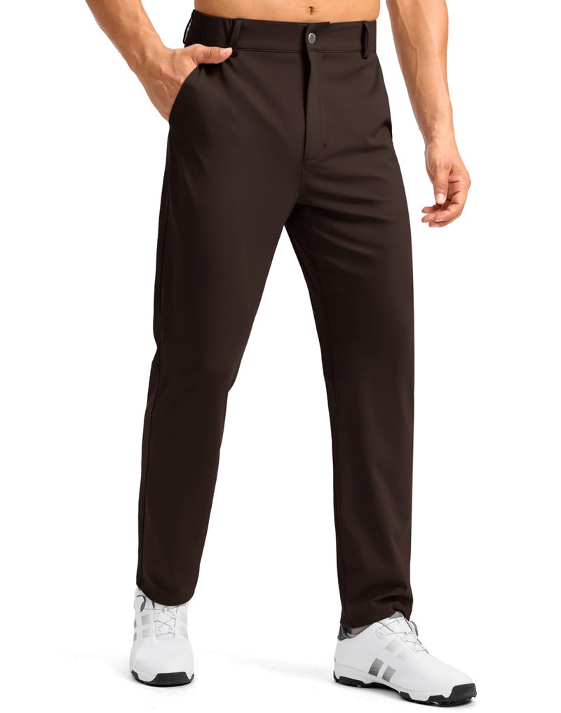 Soothfeel Men's Golf Pants with 5 Pockets Slim Fit Stretch Sweatpants Casual Travel Dress Work Pants for Men (Brown, M) - Image 1