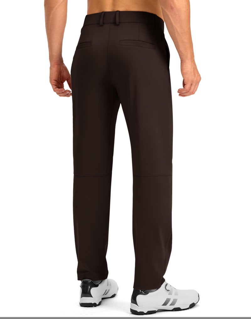 Soothfeel Men's Golf Pants with 5 Pockets Slim Fit Stretch Sweatpants Casual Travel Dress Work Pants for Men (Brown, M) - Image 3
