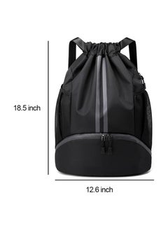 Cuken Drawstring Gym Bag for Men, Waterproof Drawstring Backpack for Women, Swim Bag with Shoes Compartment, Pull String Sport Bag for Soccer and Basketball (Green)  - Image 2
