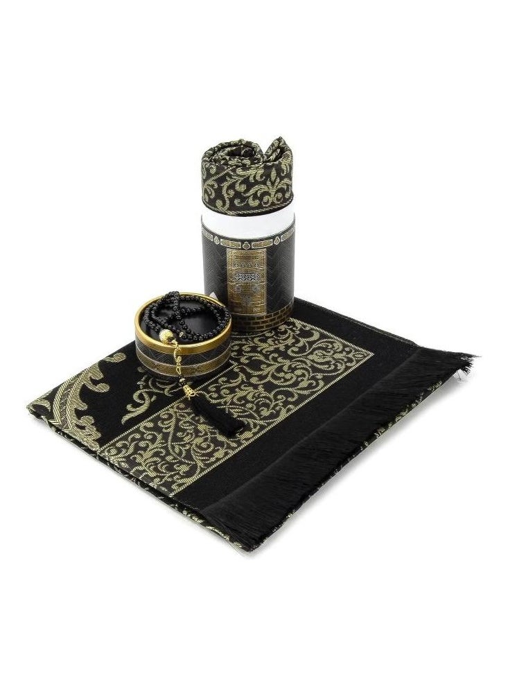 Generic Muslim Prayer Rug and Prayer Beads with Elegant Cylinder Gift Box  - Image 2