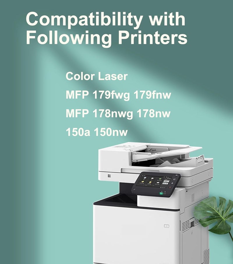 خراطيش حبر 117A مع استبدال الشريحة لطابعات HP 117A 117 W2070A W2071A W2072A W2073A ملونة ليزر متعددة الوظائف 179fwg 178nwg 179fnw 178nw 150a 150nw 179 178 150 (أسود، سماوي، أصفر، أرجواني) - Image 2