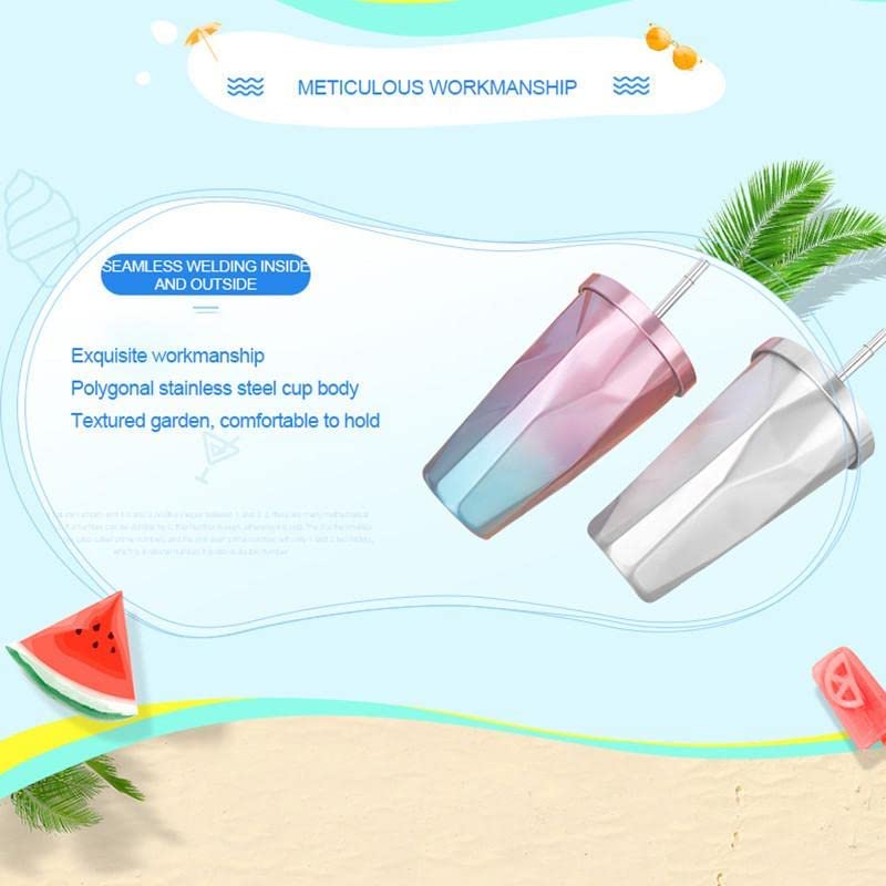 SILENCIO Travel Colorful Stainless Steel Tumbler with Straws Double Wall Vacuum Insulation Mug Easy Sip Tumbler with Spill Proof Sipper Cap for Multipurpose Uses 550ml - Image 4