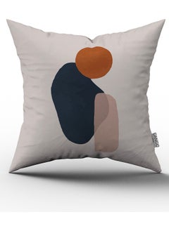 Cango Home Beige Navy Blue Bohemian Style Leaf Patterned Digital Printed Throw Pillow Pillow Case CGH701  - Image 1