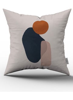 Cango Home Beige Navy Blue Bohemian Style Leaf Patterned Digital Printed Throw Pillow Pillow Case CGH701  - Image 2