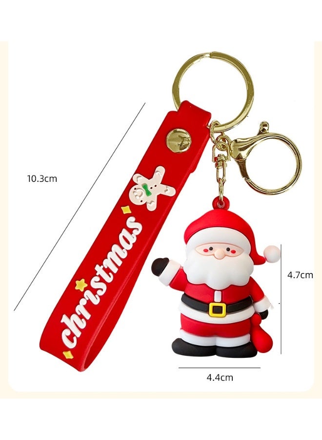 مجموعة من 2 سلسلة مفاتيح ثلاثية الأبعاد من مادة PVC لعيد الميلاد - حلقات مفاتيح سانتا كلوز ورجل الثلج للهدايا والديكورات في العطلات - Image 2