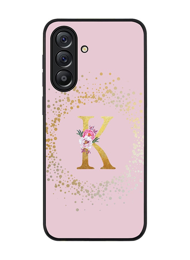 Stylizedd For Samsung Galaxy A56 5G Case,Slim fit Camera Protection, Shockproof Thin Phone cover  - Custom Monogram Floral - K  (Pink ) - Image 1