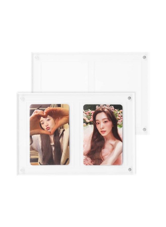 baskiss 2 Pack Magnetic Card Holders 66 X 91 Mm Card Cares Clear Trading Cards Cases Protectors For Kpop Photocard Sports Card Baseball Card Basketball Card Trading And Display (Double Slots)  - Image 2