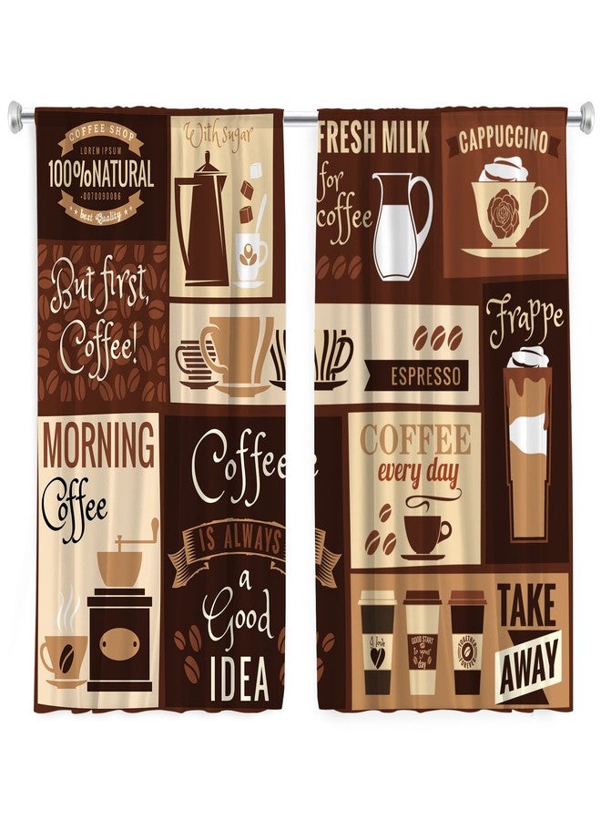 Cinbloo Brown Coffee Kitchen Curtains 27.5Wx39H Inch Rod Pocket Rustic Vintage Latte Cappuccino Cafe Theme Curtains Farmhouse Cafe Beans Drink Decor Modern Small Short Window Drapes Fabric 2 Panels - Image 4