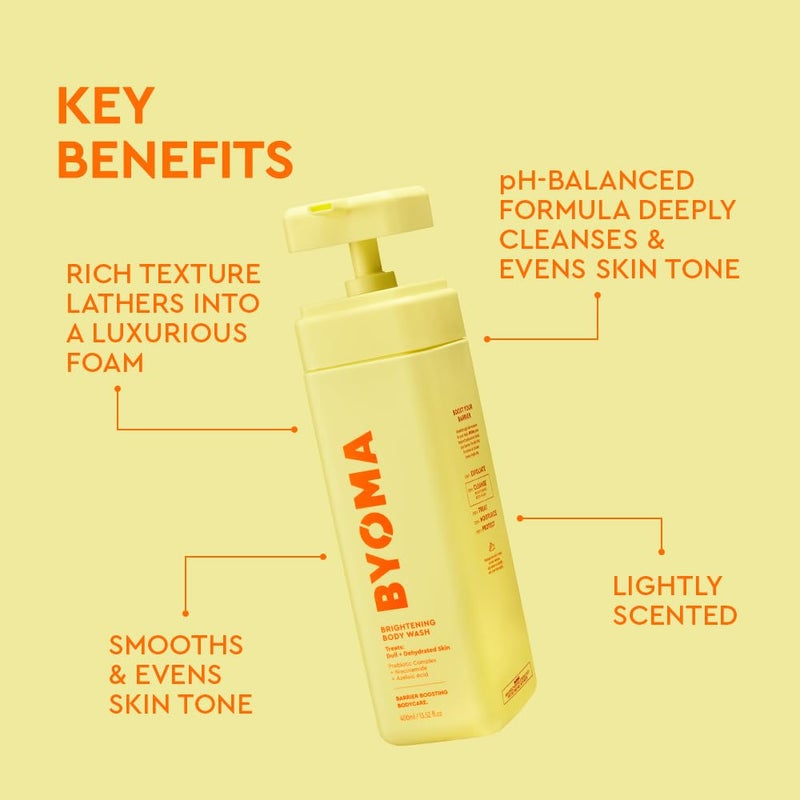 BYOMA Brightening Body Wash - Creamy Formula with Niacinamide & Azelaic Acid for Dull, Dehydrated Skin - Brightens & Evens Tone - Skin Barrier Repair - 16.9 Fl. Oz - Image 3