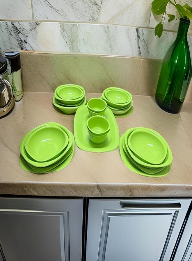 Ecoplast eco PLAST Dinnerware Plates Set - 21 Pcs - (LIME GREEN)