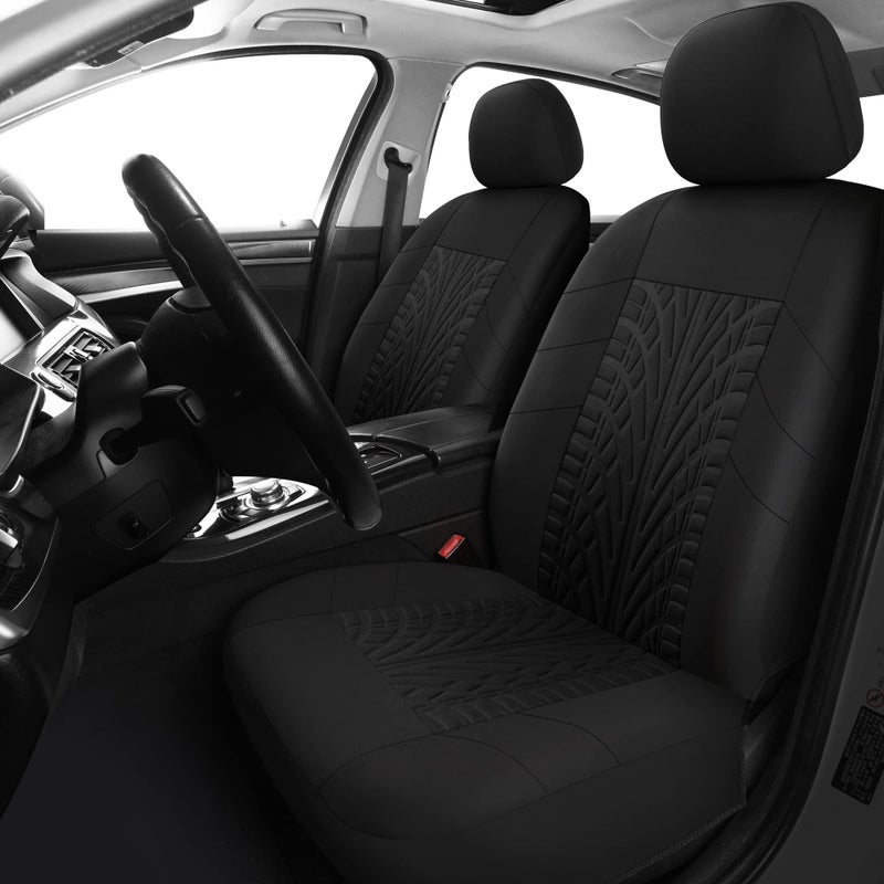 VarCozy Car Seat Covers Front PairUniversal Cloth Front Seat Covers for CarBreathable and Washable Seat Covers for SUV Sedan Van Automotive Interior Covers Airbag Compatible Black
