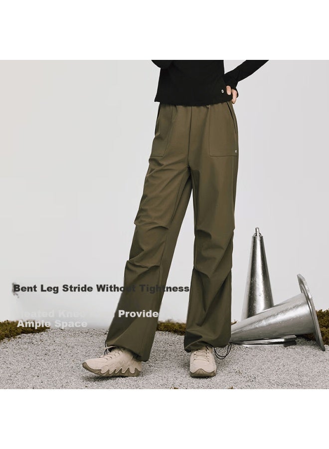 Vvc Women's Straight-leg Work Pants Autumn Winter Water-repellent Hiking Wide-leg Loose Casual Sports Paratrooper Pants Tundra Green M - Image 2
