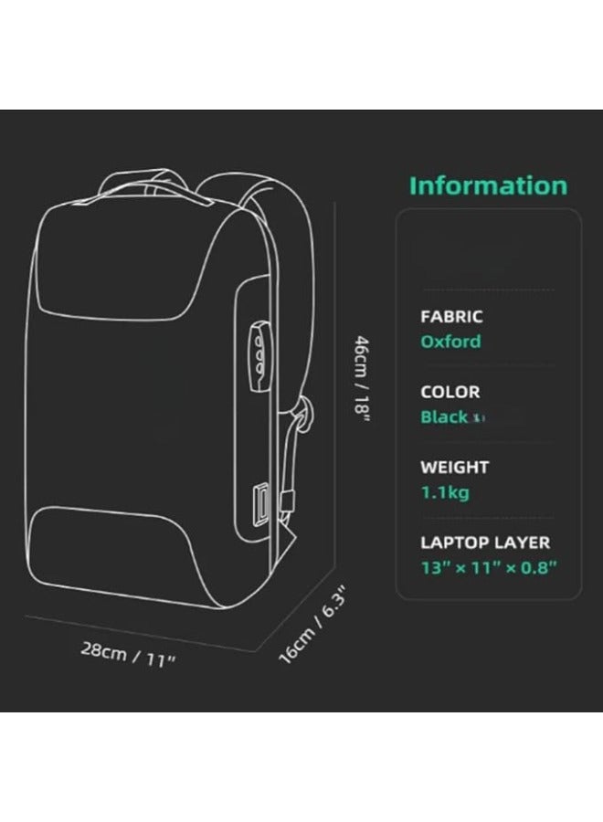 Zimtal Laptop Backpack Anti Theft USB Charging Laptop Bag Business Waterproof Backpack For Men College Travel Flight with USB Port Charging ＆ TSA Lock Fits For 15.6 Inch Laptop - Image 5