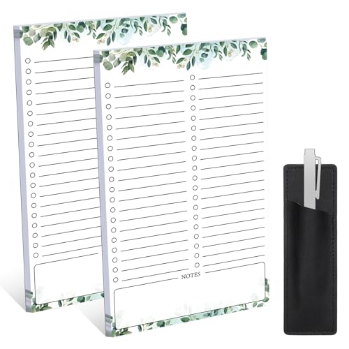 Thboxes 2 Pack Grocery List Magnet Pad for Fridge, Totally 120 Sheets Magnetic Note Pad for Fridge Full Back Magnet Shopping List, To Do List, Memo Notepads with Pen Holder, 4.5x7.5(Green Leaf) - Image 1