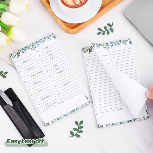 Thboxes 2 Pack Grocery List Magnet Pad for Fridge, Totally 120 Sheets Magnetic Note Pad for Fridge Full Back Magnet Shopping List, To Do List, Memo Notepads with Pen Holder, 4.5x7.5(Green Leaf) - Image 3
