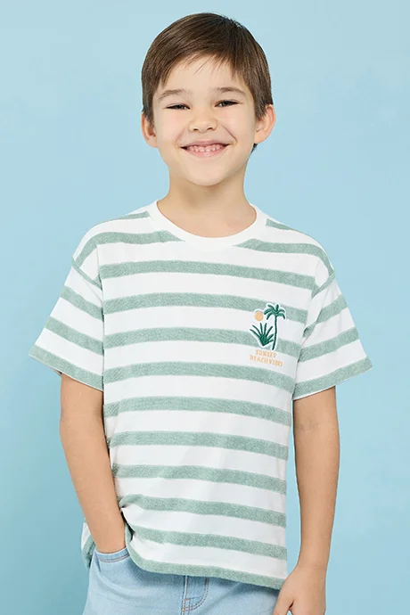 R&B Striped T-Shirt With Crew Neck And Short Sleeves