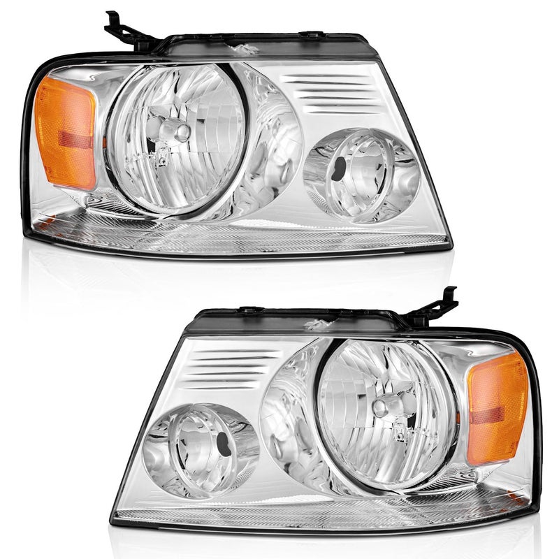 WEELMOTO Headlights for 20042008 Ford F150 Pickup 0608 Mark LT Headlight Assembly Compatible with 0408 F150 Headlamp Replacement Chrome Housing