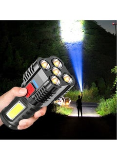 Generic SYOSI Super Bright LED Flashlight, Outdoor Heavy Duty Flashlight with 4 Modes and 5 Wicks, for Emergency, Camping, Hiking, Adventure, Fishing, IPX4 Waterproof, Large Capacity Rechargeable  - Image 1