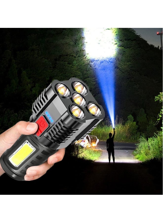 Generic SYOSI Super Bright LED Flashlight, Outdoor Heavy Duty Flashlight with 4 Modes and 5 Wicks, for Emergency, Camping, Hiking, Adventure, Fishing, IPX4 Waterproof, Large Capacity Rechargeable  - Image 1